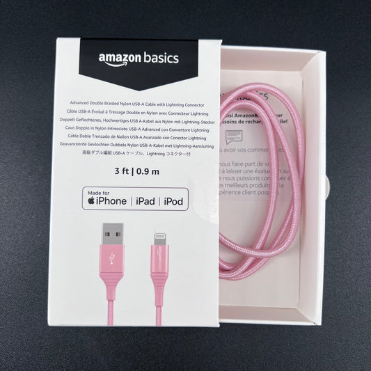 Advanced USB-A cable with Lightning Connector-
3 Feet - Rose Gold