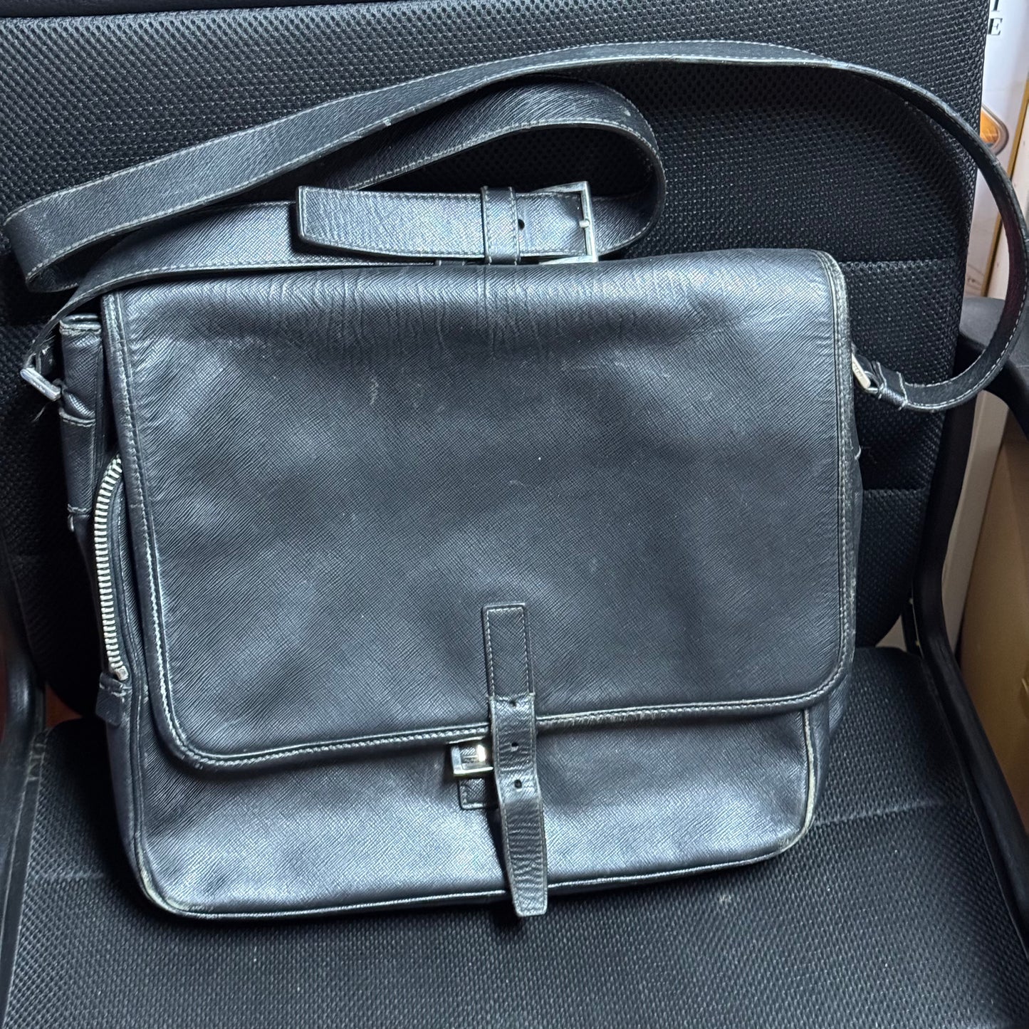 Prada Saffiano Travel Messenger Nero