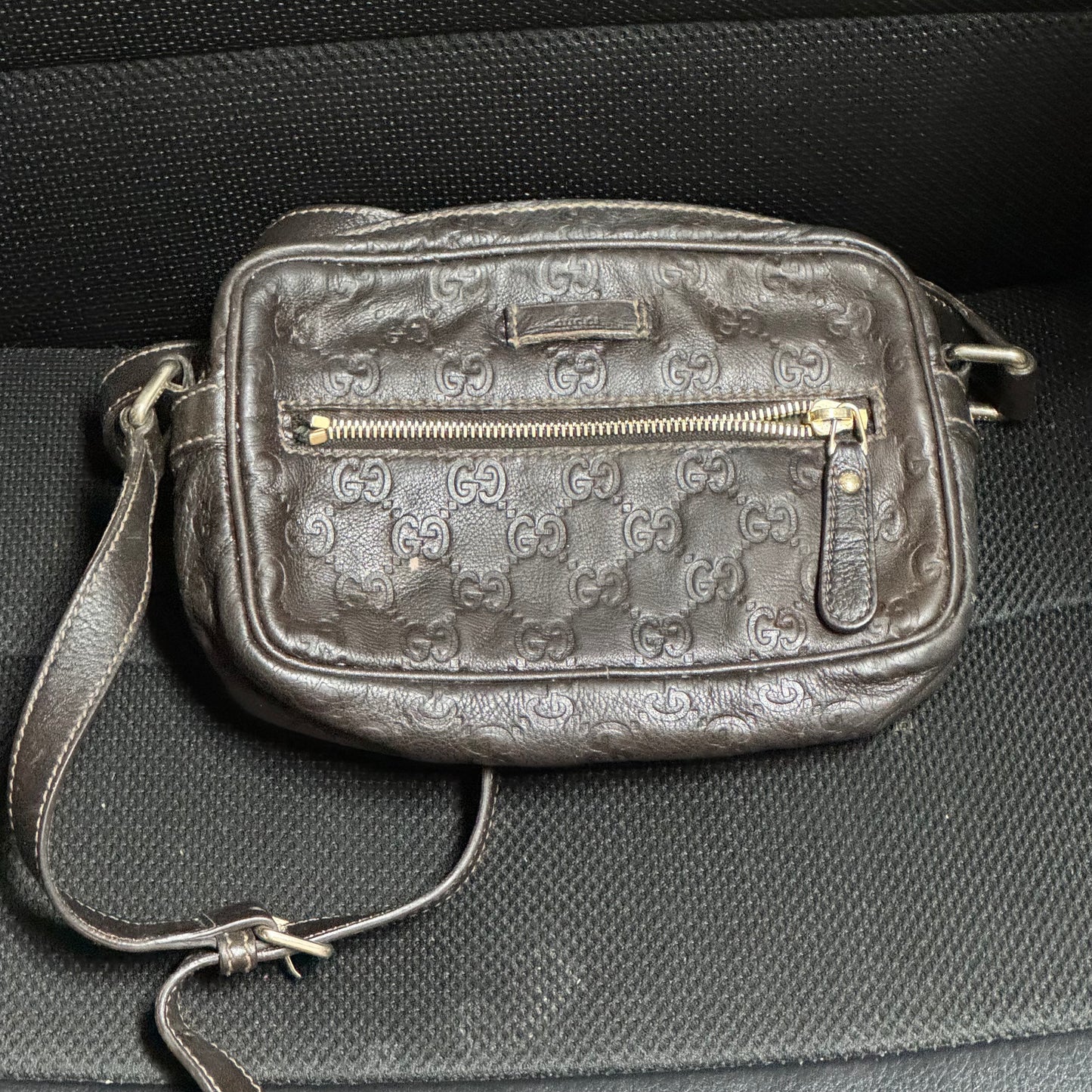 Gucci Black Guccissima Crossbody Bag