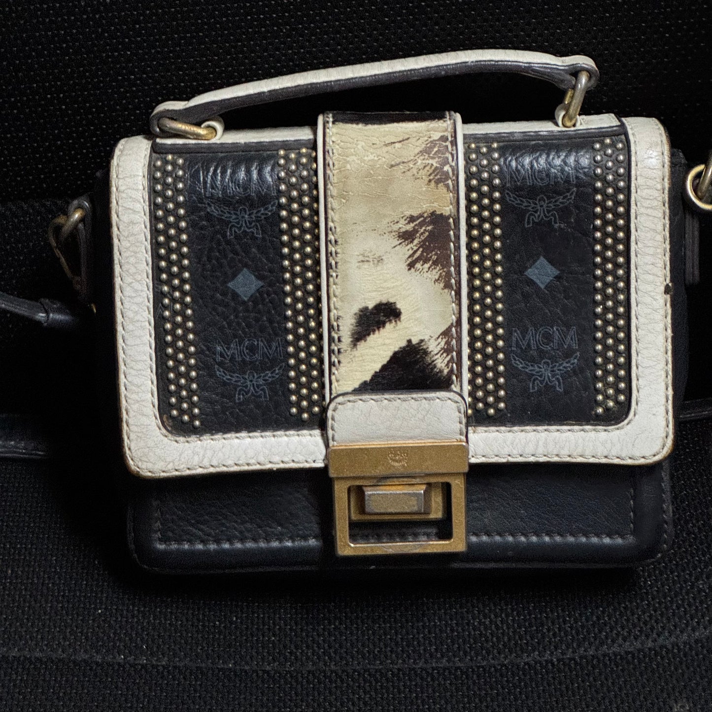 MCM Zebra Print Calfskin Visetos Little Veronika Bag