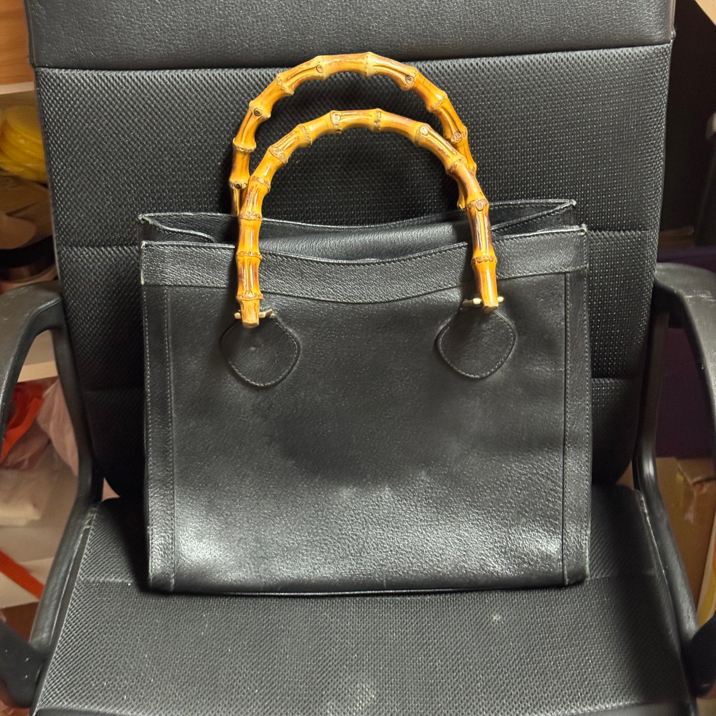 Gucci Black Bamboo Diana Leather Handbag