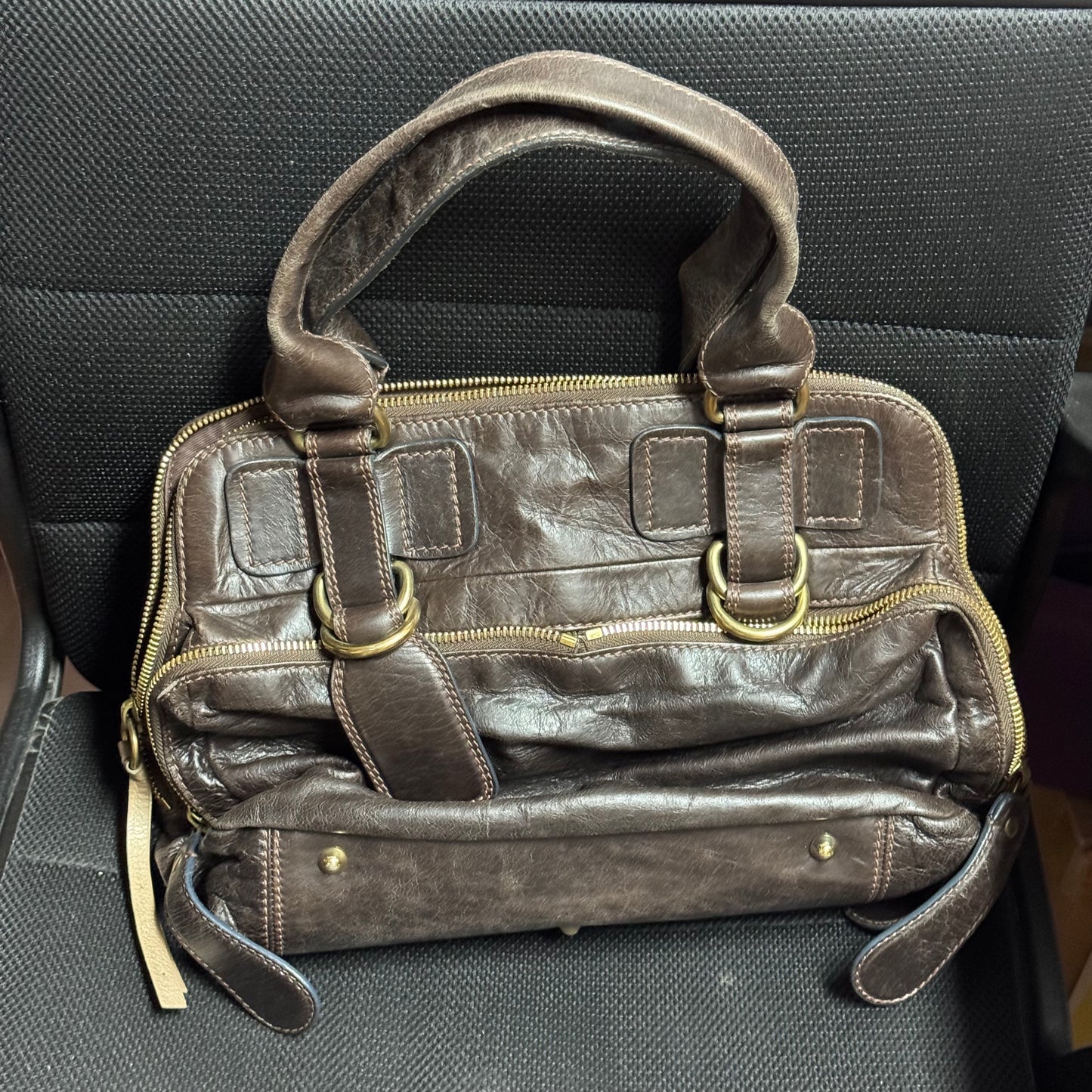 Chloé Brown Leather Bay Handbag Dark Brown