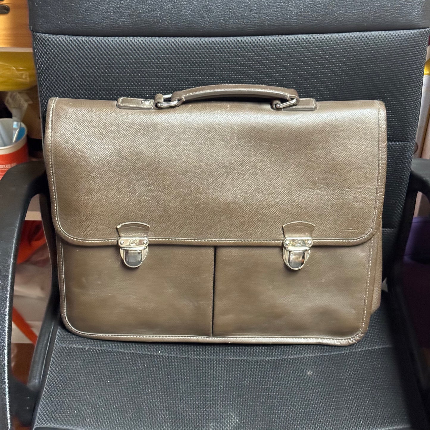 LOUIS VUITTON Taiga Grizzly Briefcase Business Bag (year 2011)