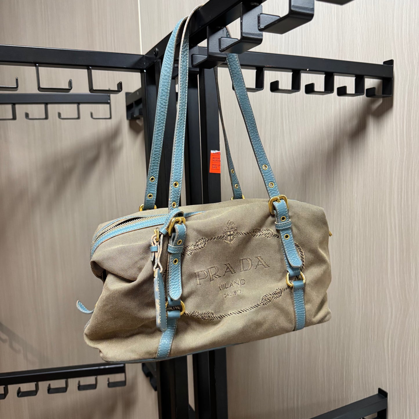 Prada Logo Canvas Shoulder Bag