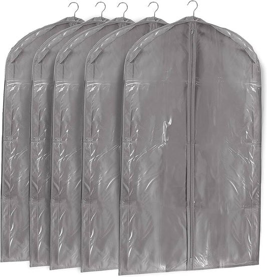 Fabric Garment Bags, 5-Pack, Grey