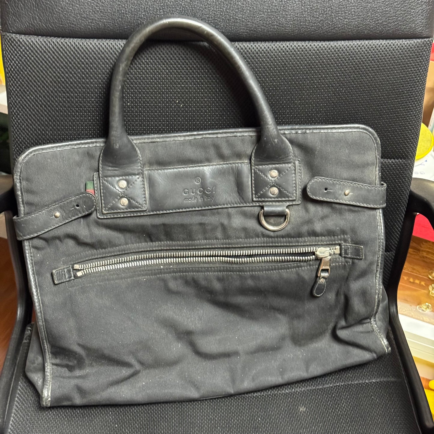 Gucci Web Loop Nylon Briefcase Canvas Business Bag