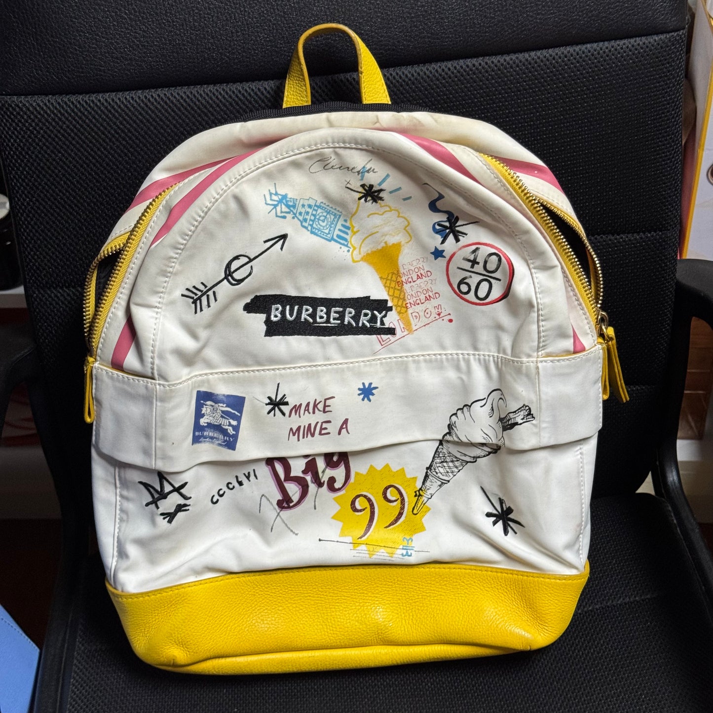Burberry Yellow Backpack With Print