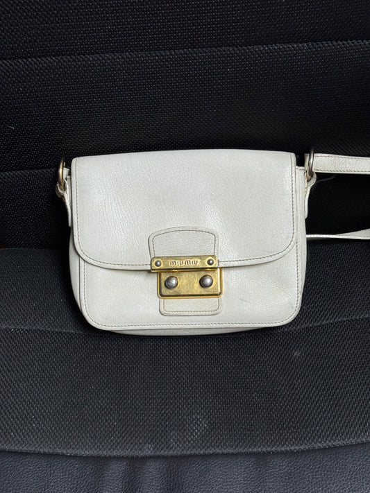 Miu Miu White Leather Madras Shoulder Bag