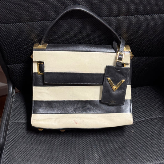 Valentino Print Ad, Luxury Black and White Leather Purse