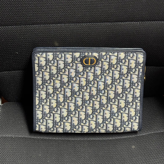 Dior Montaigne Oblique Clutch Bag Handbag Navy Blue