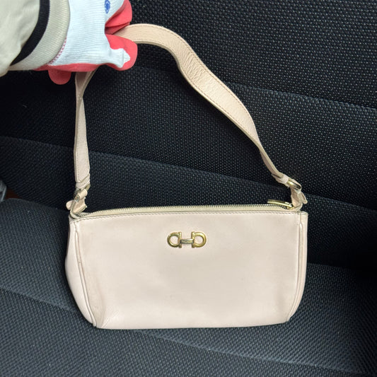 Salvatore Ferragamo Light Pink Saffiano Leather Gancini Shoulder Bag