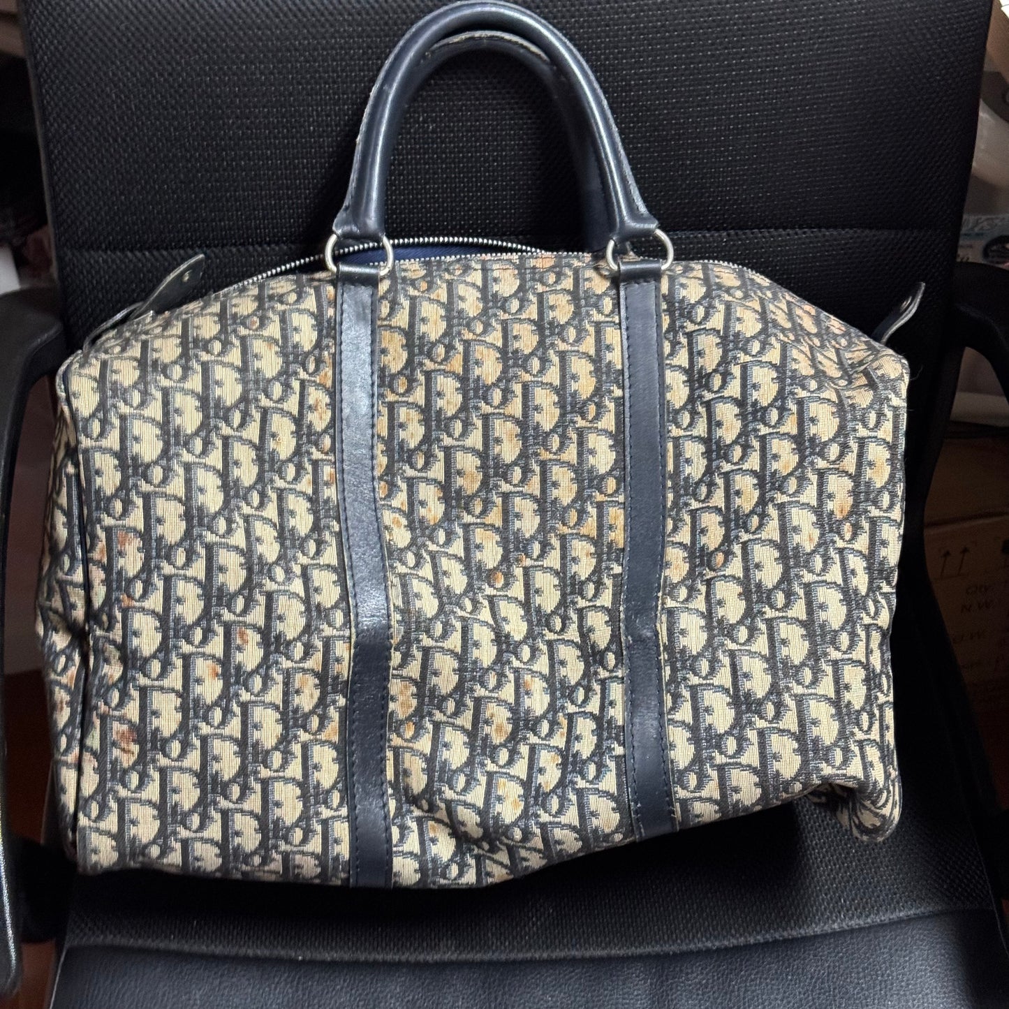 Dior Vintage Trotter 40 Jacquard Boston Bag