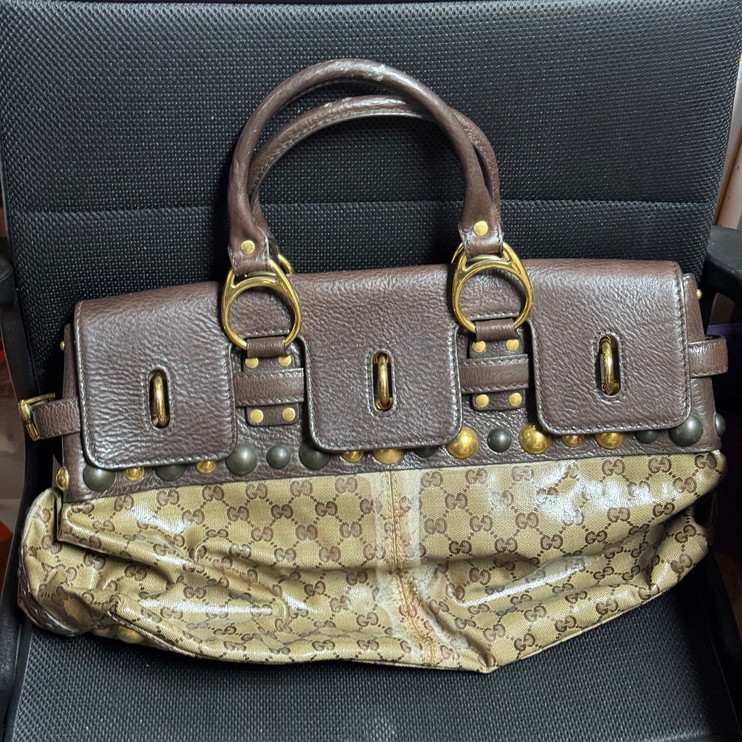 Gucci GG Babouska Crystal Leather Flap Satchel