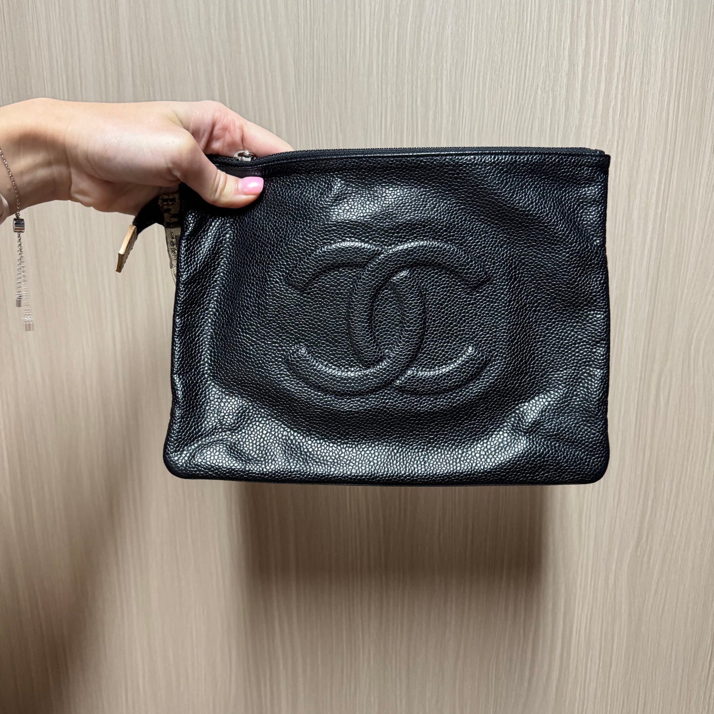 Chanel Black Leather Clutch (year 2012)
