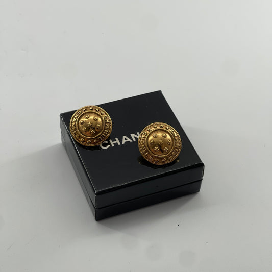 Chanel 24k Gold Logo Flower Cufflinks