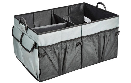 Foldable Cargo Trunk Organizer With Plastic Handles-Grey