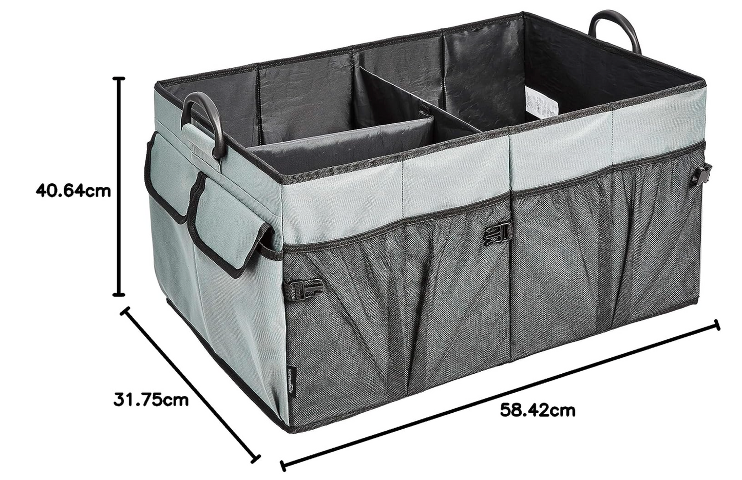 Foldable Cargo Trunk Organizer With Plastic Handles-Grey